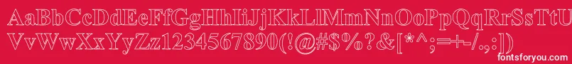TimesRomanHollowBold-Schriftart – Weiße Schriften auf rotem Hintergrund