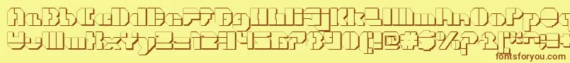 CortenOpenfatextruded-Schriftart – Braune Schriften auf gelbem Hintergrund