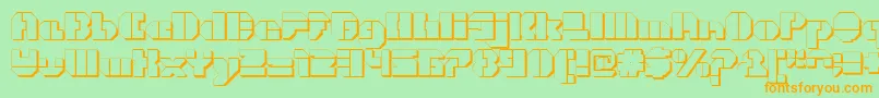 CortenOpenfatextruded-Schriftart – Orangefarbene Schriften auf grünem Hintergrund