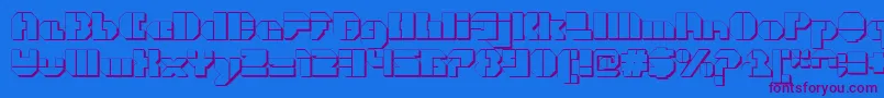 CortenOpenfatextruded-Schriftart – Violette Schriften auf blauem Hintergrund