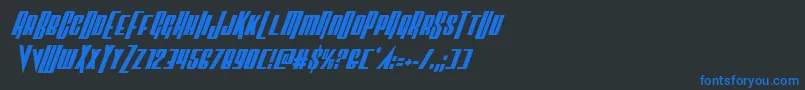 フォントVindicatorcondital – 黒い背景に青い文字