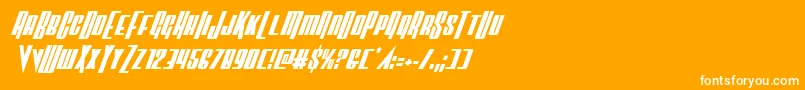 Vindicatorcondital-Schriftart – Weiße Schriften auf orangefarbenem Hintergrund