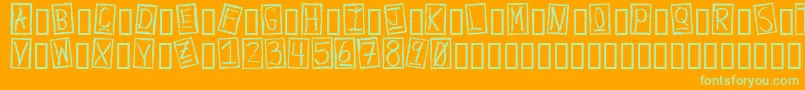 Fonte HumanBrownEye – fontes verdes em um fundo laranja