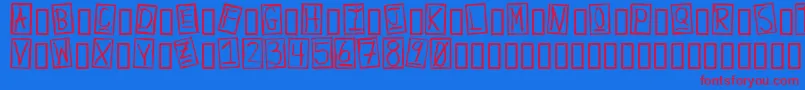 フォントHumanBrownEye – 赤い文字の青い背景