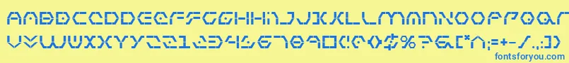 フォントZetasentryb – 青い文字が黄色の背景にあります。