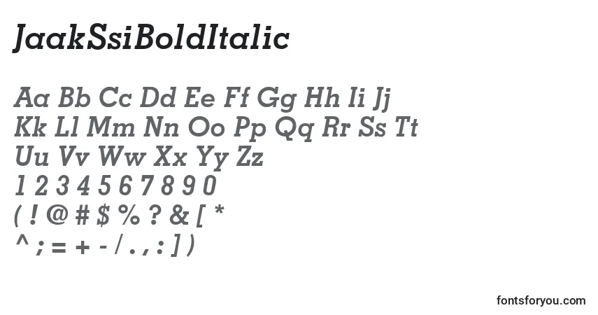 Schriftart JaakSsiBoldItalic – Alphabet, Zahlen, spezielle Symbole
