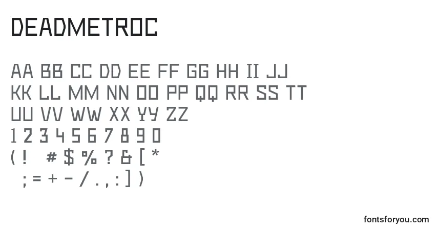 A fonte Deadmetroc – alfabeto, números, caracteres especiais