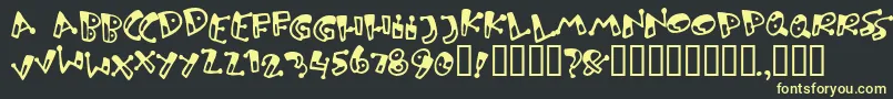 フォントBungnipper – 黒い背景に黄色の文字