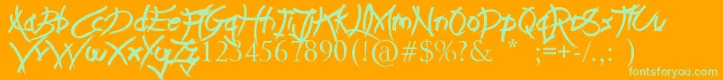 LeapOfFaith-Schriftart – Grüne Schriften auf orangefarbenem Hintergrund