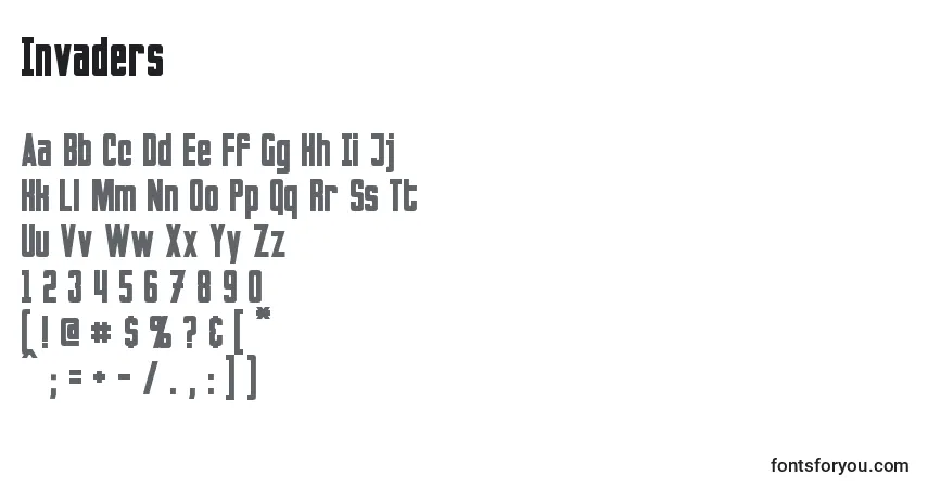 Schriftart Invaders (57227) – Alphabet, Zahlen, spezielle Symbole