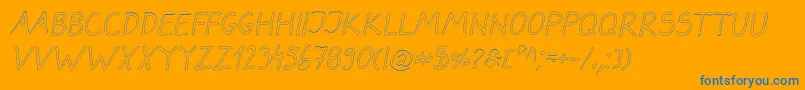 DarbogOutlineItalic-Schriftart – Blaue Schriften auf orangefarbenem Hintergrund