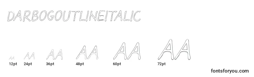 Размеры шрифта DarbogOutlineItalic