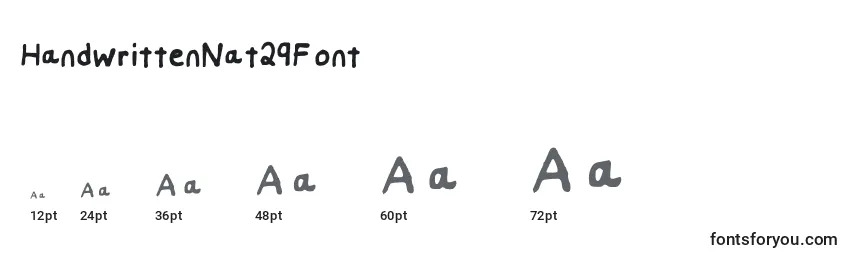 HandwrittenNat29Font Font Sizes