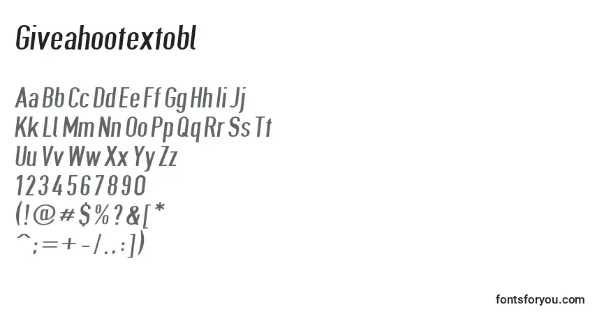 Czcionka Giveahootextobl – alfabet, cyfry, specjalne znaki