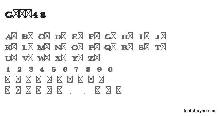 Czcionka Gaza48 – alfabet, cyfry, specjalne znaki