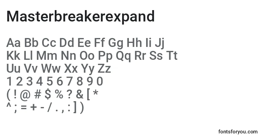 A fonte Masterbreakerexpand – alfabeto, números, caracteres especiais