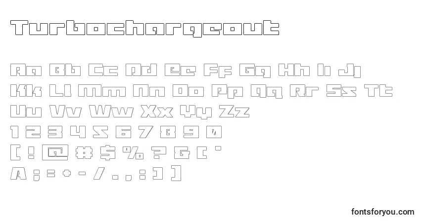 A fonte Turbochargeout – alfabeto, números, caracteres especiais