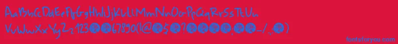DkUdonSoup Font – Blue Fonts on Red Background