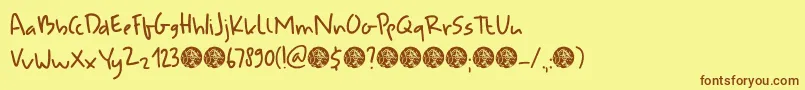 DkUdonSoup Font – Brown Fonts on Yellow Background