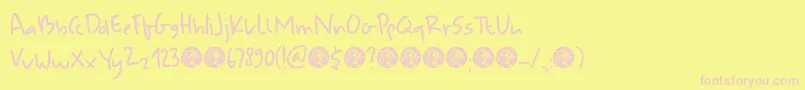 DkUdonSoup Font – Pink Fonts on Yellow Background