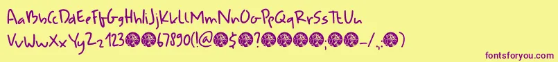 DkUdonSoup Font – Purple Fonts on Yellow Background