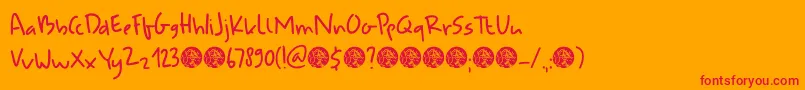 DkUdonSoup Font – Red Fonts on Orange Background