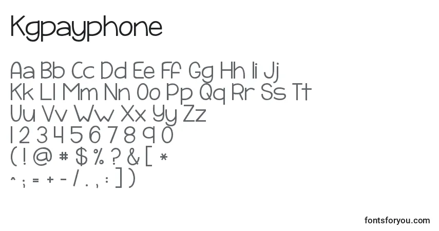 Schriftart Kgpayphone – Alphabet, Zahlen, spezielle Symbole
