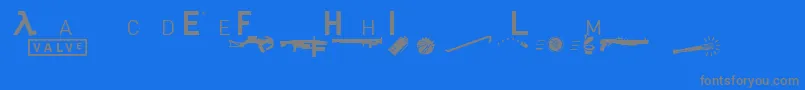 フォントHeadhumper – 青い背景に灰色の文字