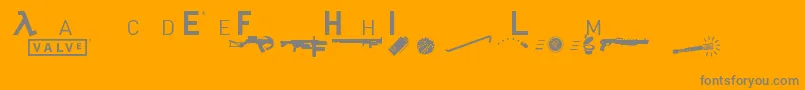 Headhumper-Schriftart – Graue Schriften auf orangefarbenem Hintergrund