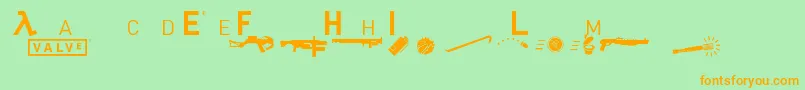 フォントHeadhumper – オレンジの文字が緑の背景にあります。