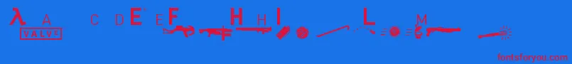 Fonte Headhumper – fontes vermelhas em um fundo azul
