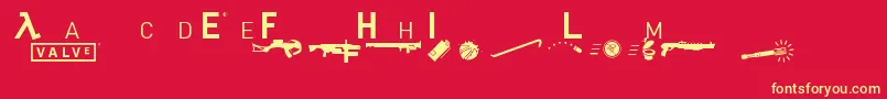 Headhumper-fontti – keltaiset fontit punaisella taustalla
