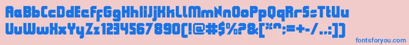 QueuebrickClosedultra Font – Blue Fonts on Pink Background