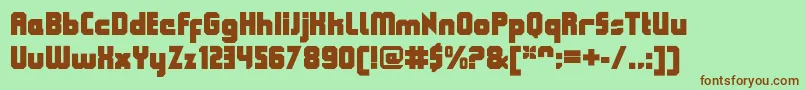 QueuebrickClosedultra Font – Brown Fonts on Green Background