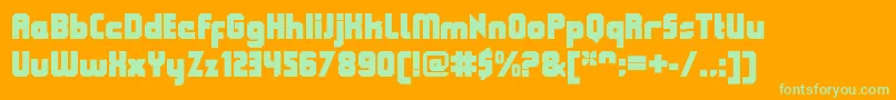 QueuebrickClosedultra Font – Green Fonts on Orange Background