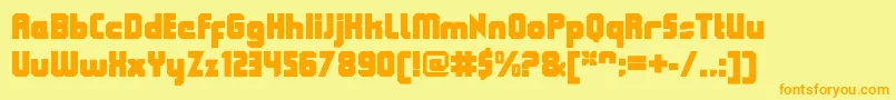 QueuebrickClosedultra Font – Orange Fonts on Yellow Background