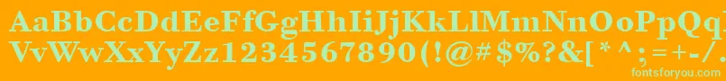 BodoniSixItcTtBold-fontti – vihreät fontit oranssilla taustalla
