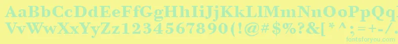 BodoniSixItcTtBold-Schriftart – Grüne Schriften auf gelbem Hintergrund