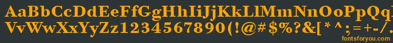 BodoniSixItcTtBold-Schriftart – Orangefarbene Schriften auf schwarzem Hintergrund