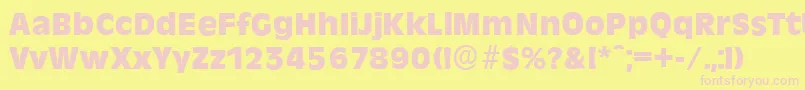 RavennaserialHeavyRegular-fontti – vaaleanpunaiset fontit keltaisella taustalla
