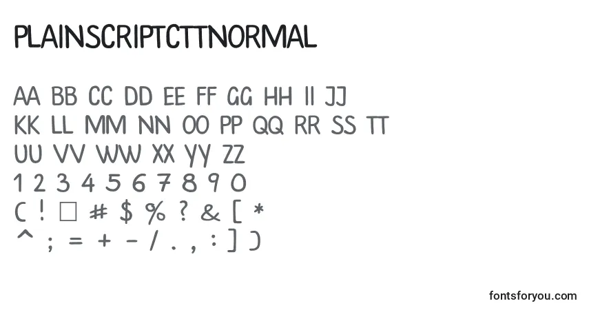 PlainscriptcttNormal-fontti – aakkoset, numerot, erikoismerkit