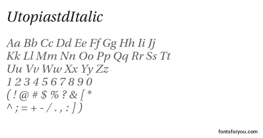 UtopiastdItalicフォント–アルファベット、数字、特殊文字