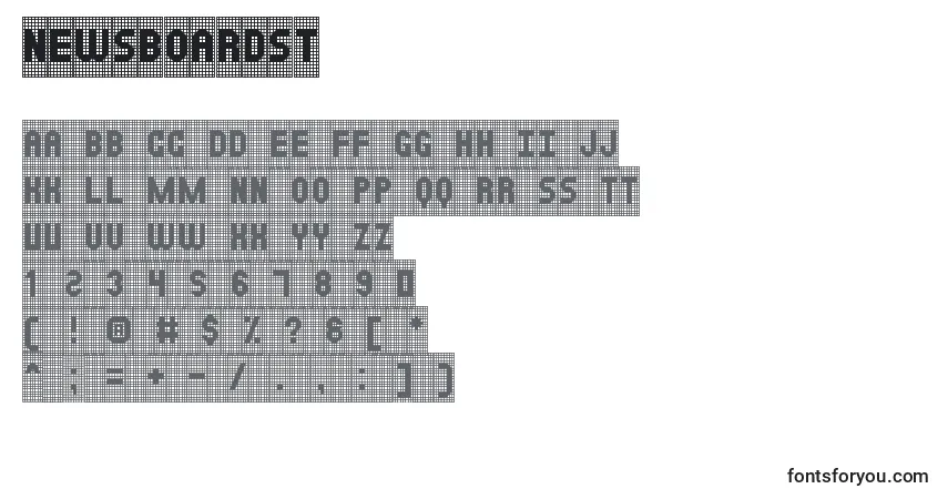 Schriftart NewsBoardSt – Alphabet, Zahlen, spezielle Symbole
