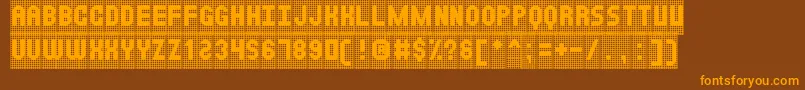 NewsBoardSt-Schriftart – Orangefarbene Schriften auf braunem Hintergrund