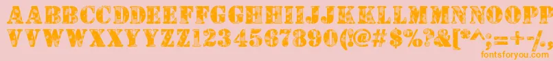 Camouflagew-Schriftart – Orangefarbene Schriften auf rosa Hintergrund