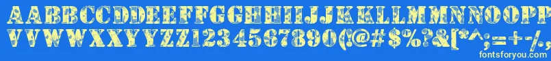 Camouflagew Font – Yellow Fonts on Blue Background