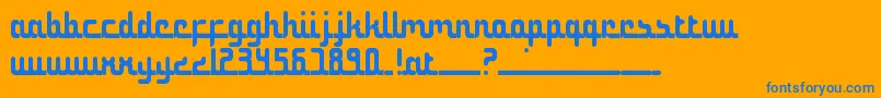 NotTheMiddleEast-Schriftart – Blaue Schriften auf orangefarbenem Hintergrund