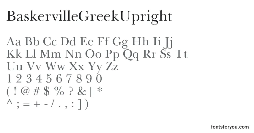 A fonte BaskervilleGreekUpright – alfabeto, números, caracteres especiais