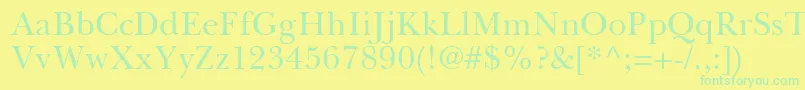 フォントBaskervilleGreekUpright – 黄色い背景に緑の文字