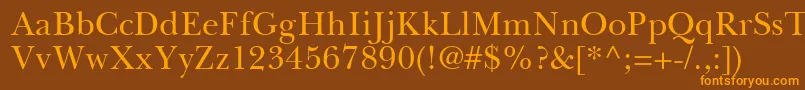 BaskervilleGreekUpright Font – Orange Fonts on Brown Background